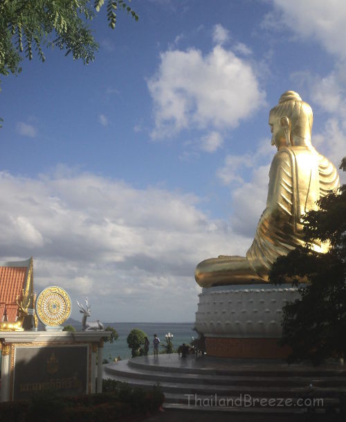 A golden Buddha Statue at Wat Tang Sai in Ban Krut, Prachuap.