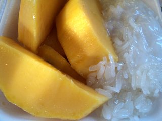 Sticky rice with mango is a very popular dessert among Thais