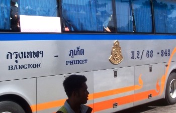 The buses in Thailand have the destination and the bus number on the side