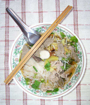 Pork noodle soups are common in Thailand